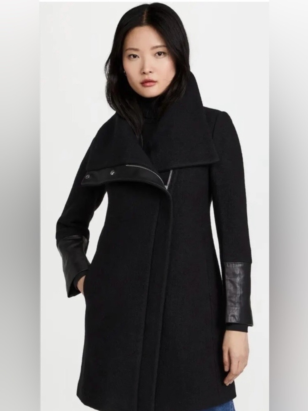 Club Monaco Wool and Leather Coat